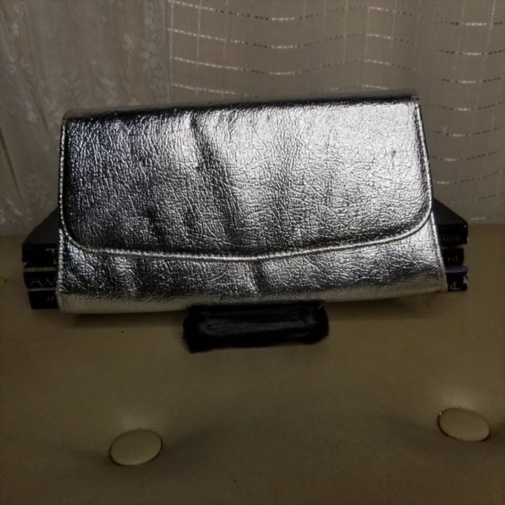 Vintage Midcentury Silver Envelope Clutch Purse